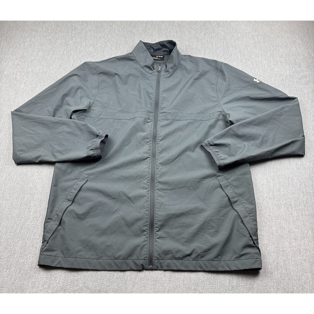 Under Armour Jacket Mens XL Gray Golf Storm Windstrike Full Zip Pockets Outdoor